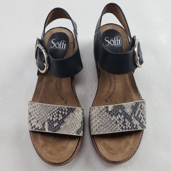 Sofft Bali Strappy Leather Sandal Womens 7 Black Slingback Hook Loop Buckle - Picture 3 of 10